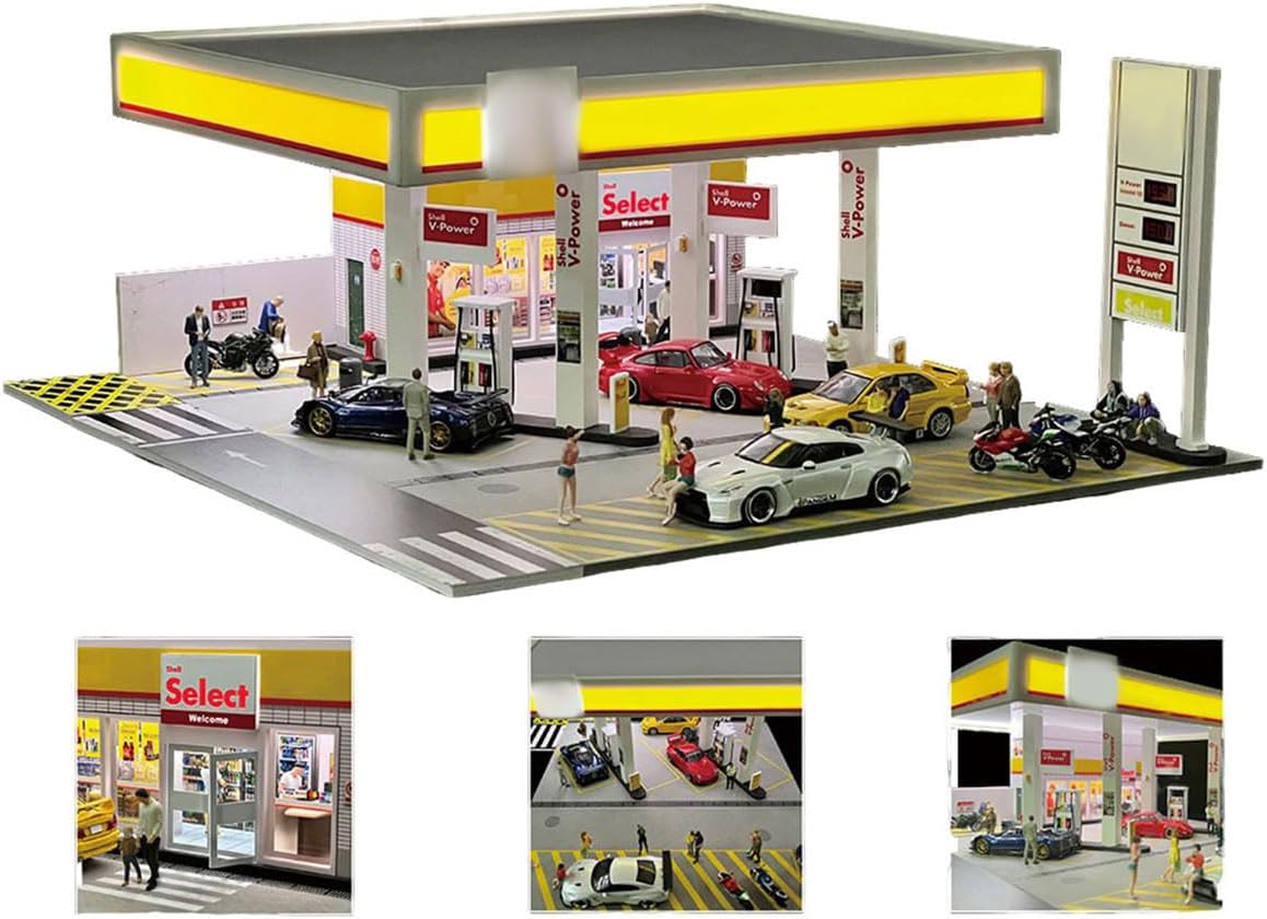 Model Kit Diorama - 1/64 Scale Miniature Shell Gas Station