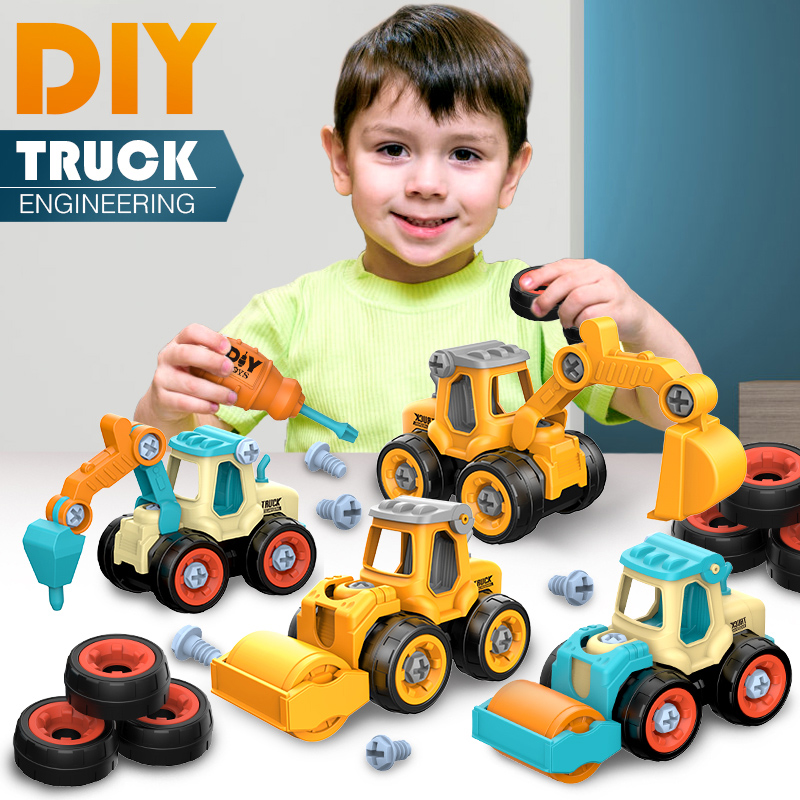 Model Kit Excavator - Children's Assembly Engineering Vehicle Detachable Assembly
